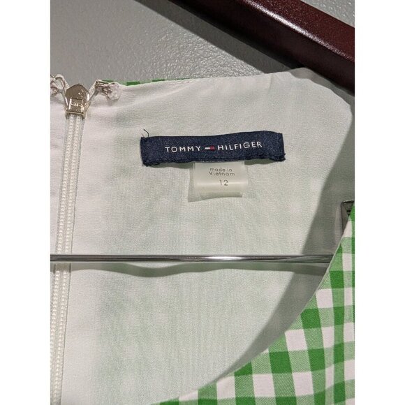 Tommy Hilfiger Womens Gingham Sleeveless Midi Green White Belted Dress NWT Sz 12 - Picture 11 of 16